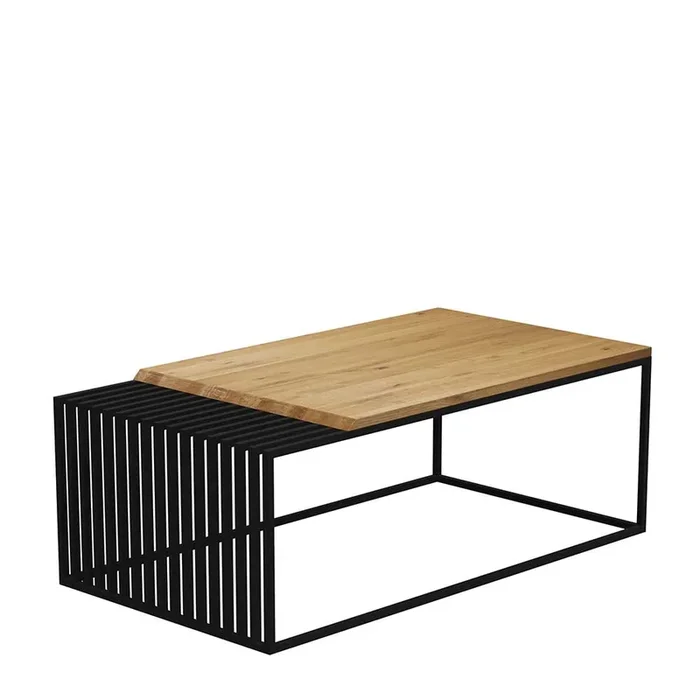 100×60 Wohnzimmertisch in Wildeiche & Schwarz – Polor