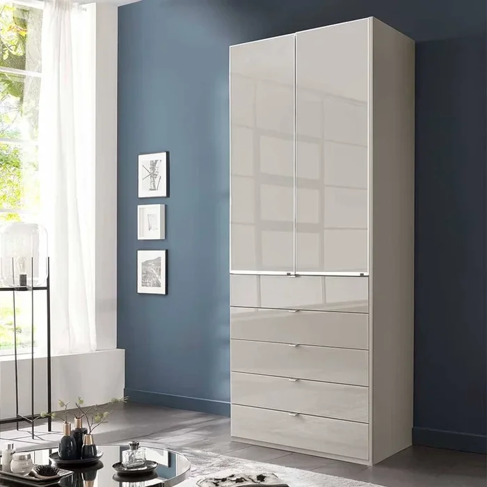 100 cm breiter Schlafzimmerschrank in Hellgrau – Nucina