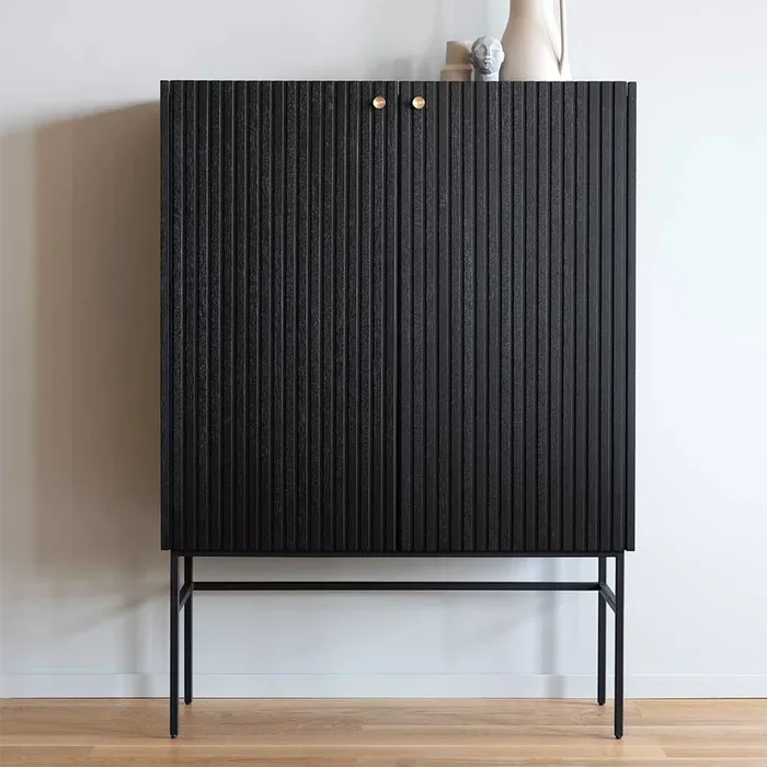 100x140x40 Modernes Highboard in Schwarz – Gragano