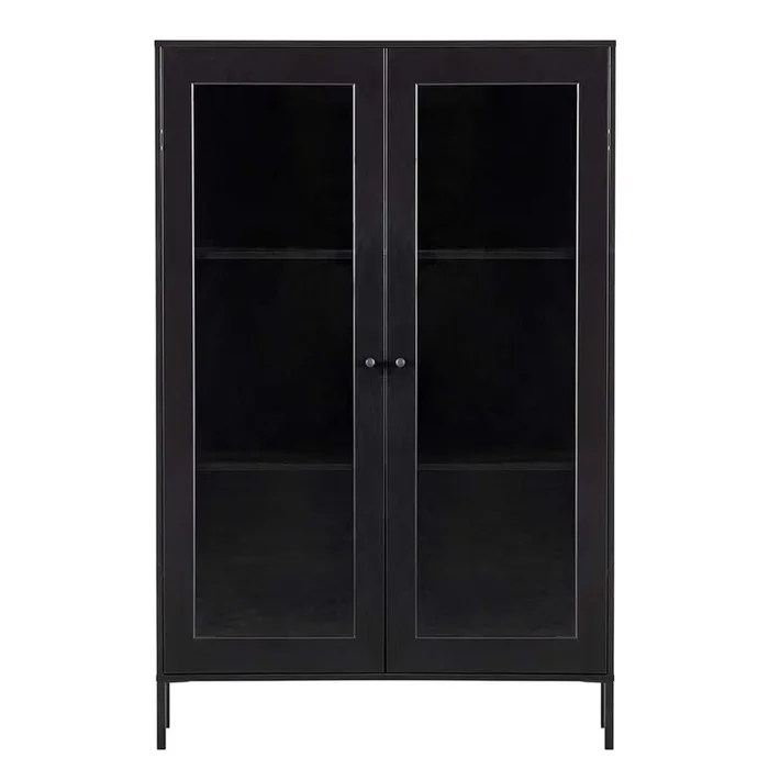 100x155x40 Schwarze Vitrine mit Doppeltür – Neptunus