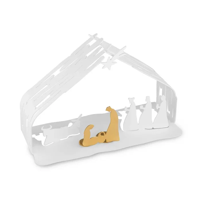 Alessi – Bark Krippe, Stahl weiß / gold