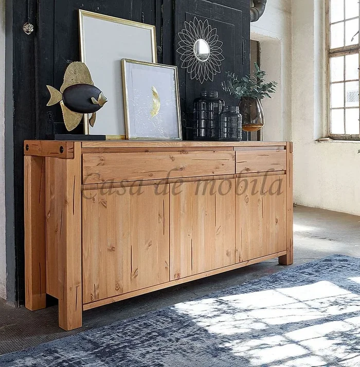Balkenkommode Breit 175x88x44cm Kiefer massiv eichefarben gelaugt geölt