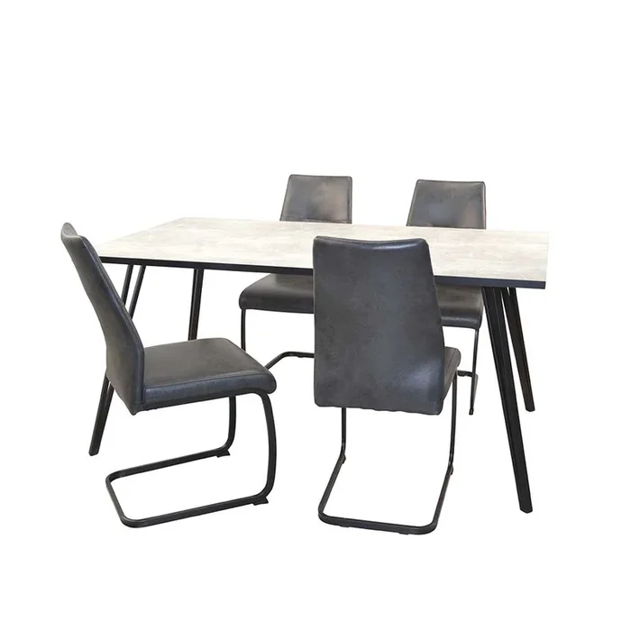 Beton Optik Tisch & Schwingstühle – Grenados (fünfteilig)