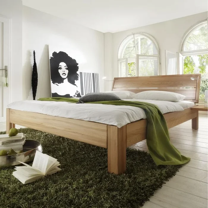 Bett 100×200 Kernbuche Seniorenbett massiv Einzelbett geölt stabverleimt