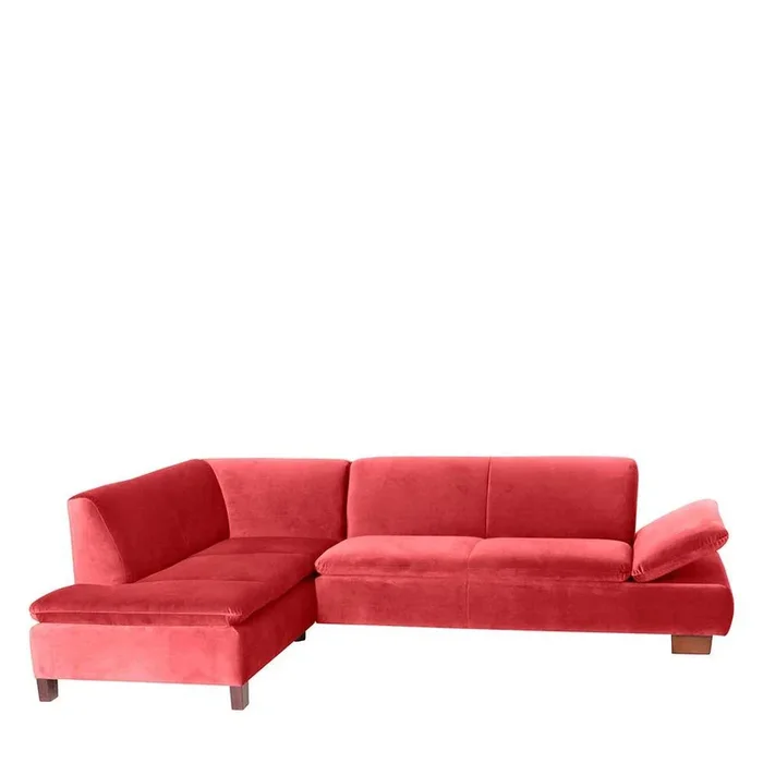 Couchecke in Rot mit Nussbaum Braun – Kiko