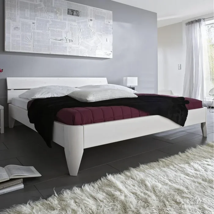 Doppelbett EASY SLEEP 160x200x45cm Kiefer massiv astfrei weiß lackiert