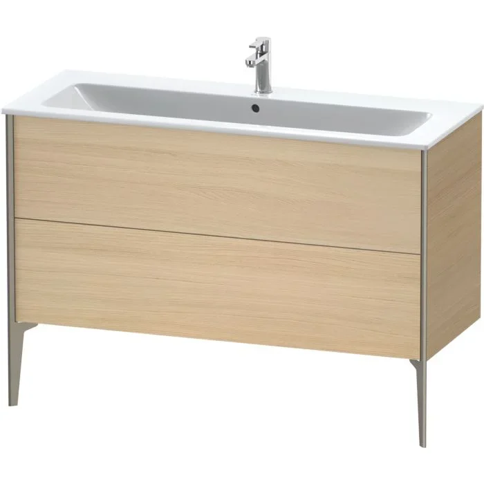 Duravit XViu Waschtisch-Unterschrank XV44840B171 121 x 59,4 x 48 cm, mediterrane eiche, 2 Auszüge, stehend, champagner matt
