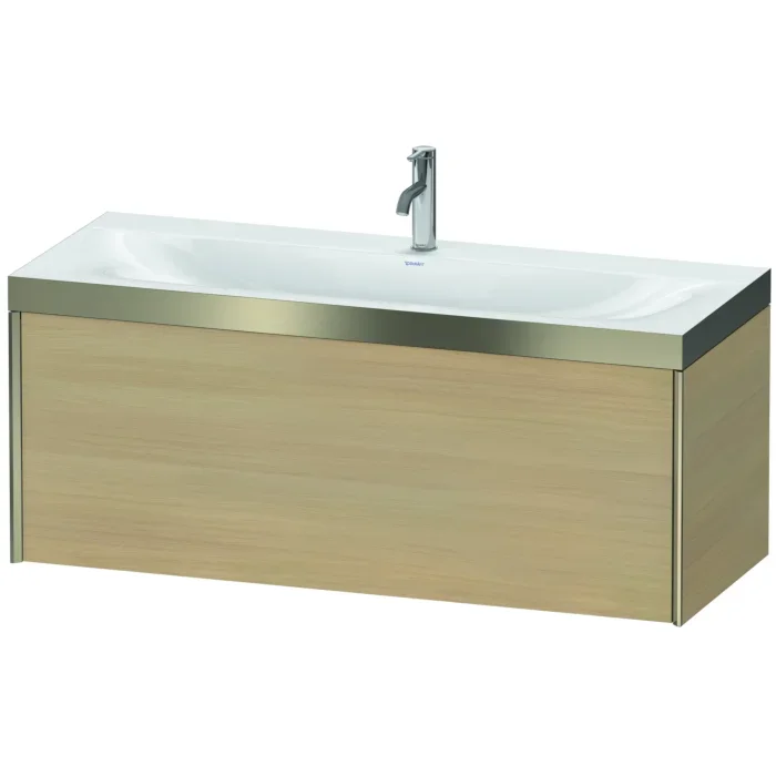 Duravit XViu Waschtisch-Unterschrank XV4612OB171P 120x48cm, 1 Auszug, 1 Hahnloch, champagner matt, Rahmen P, mediterrane eiche
