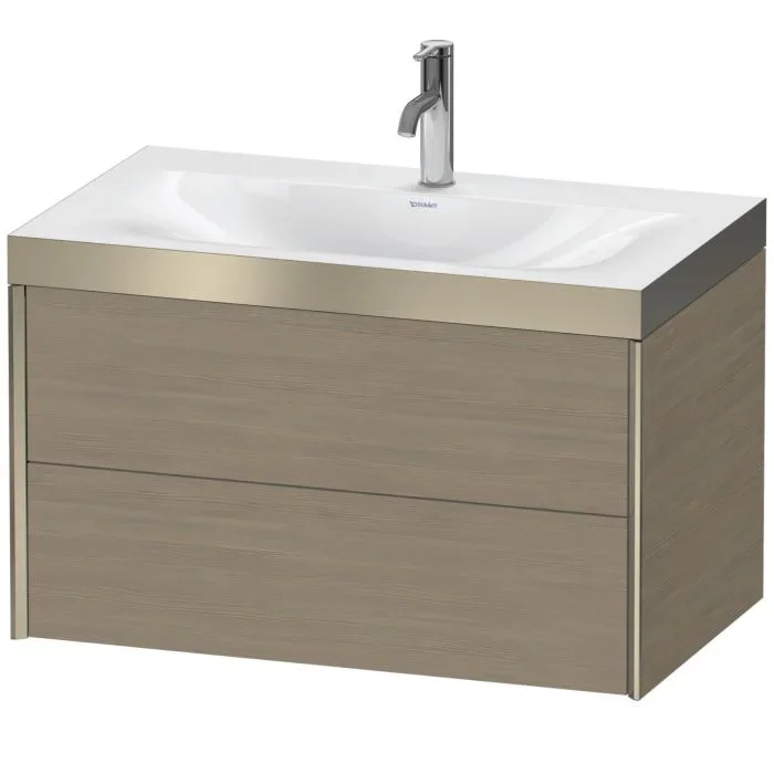 Duravit XViu Waschtisch-Unterschrank XV4615OB135P 80x48cm, 2 Schubkästen, 1 Hahnloch, champagner matt, Rahmen P, Eiche terra