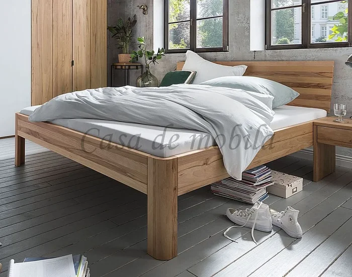 Echtholz Bett CLEVELAND 100x200x55cm natur geölt stabverleimt Kopfteil 1teilig