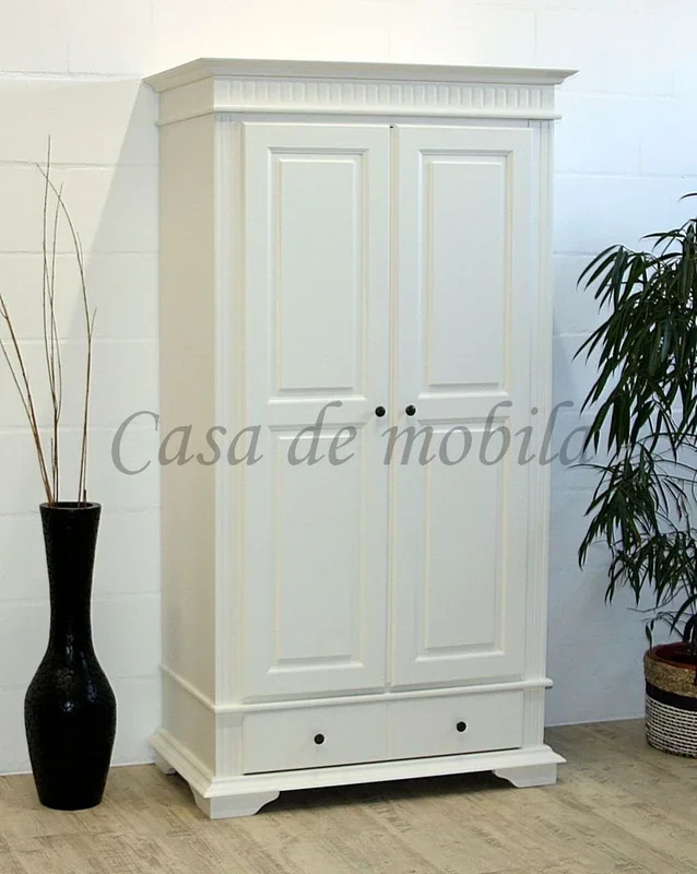 Dielenschrank Landhausstil DAHLIA 110x205x58cm 2türig Fichte massiv altweiß lackiert