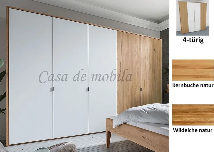 Echtholz Kleiderschrank 190x216x60cm 4türig Buche Eiche natur geölt