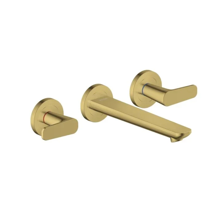 hansgrohe Axor Citterio C Waschtisch-3-Loch-Armatur 49070990 ohne Struktur, polished gold optic, Unterputz, Wandmontage, Ausladung 193mm
