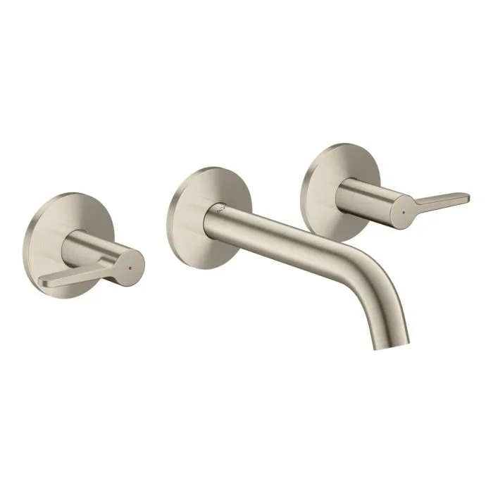 hansgrohe AXOR One 3-Loch Waschtischarmatur 48150820 Unterputz, Ausladung 160mm, Wandmontage mit Rosetten, mit Hebelgriff, brushed nickel
