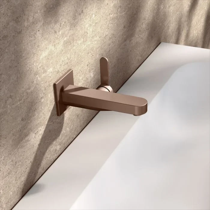 KEUCO IXMO Flat Einhebel-Waschtischmischer 59516290302 Unterputz, Ausladung 16,5 cm, eckig, Rotgold gebürstet