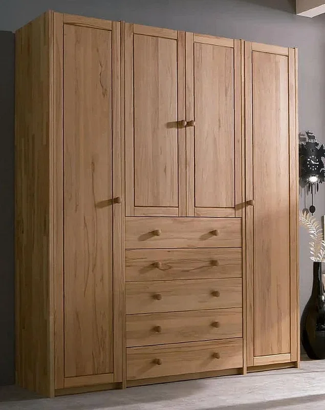Kleiderschrank CONTRA 4türig 178x217x55cm Kernbuche massiv geölt oder weiß