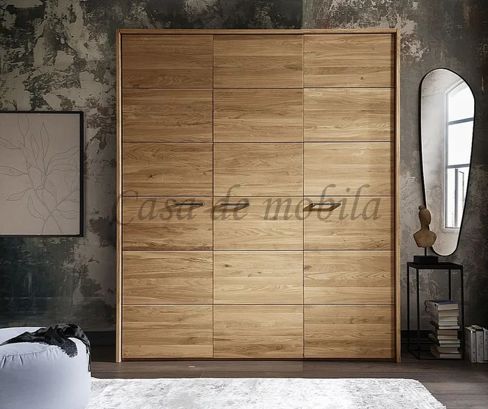 Massivholz Schlafzimmerschrank DOINA 3türig 185x219x60cm Wildeiche massiv geölt