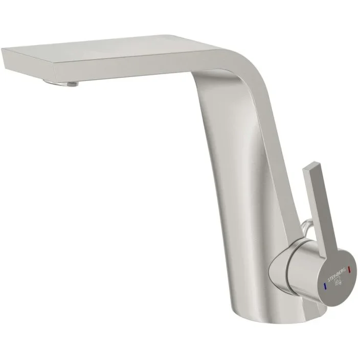 Steinberg Serie 260 Waschtischarmatur 26010001BN Ausladung 158mm, brushed nickel, mit Ablaufgarnitur 1 1/4″