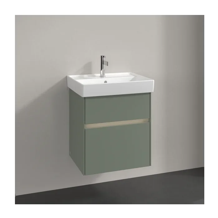 Villeroy und Boch Collaro Waschtischunterschrank C007B0AF 51×54,6×41,4cm, Waschbecken mittig, LED-Beleuchtung, soft green