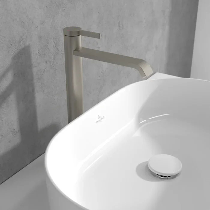 Villeroy und Boch Dawn Einhebel-Waschtischarmatur TVW10610615264 erhöht, ohne Ablaufgarnitur, brushed nickel black